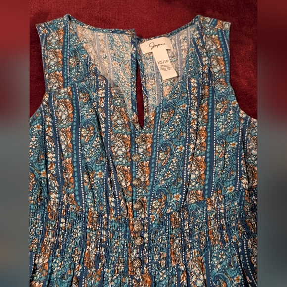 Bohemian Blue and Orange Wide-Leg Jumpsuit - Picture 2 of 7